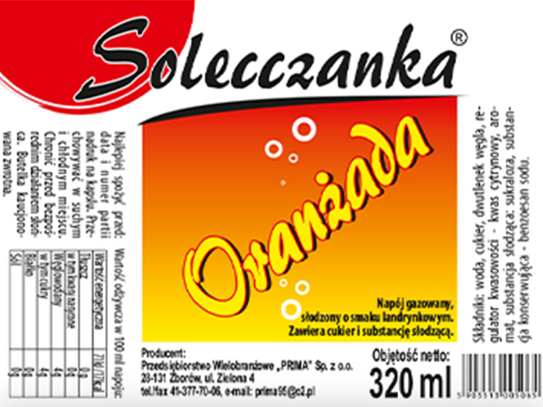 Etykieta oranżady Solecczanka